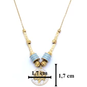Altın Kaplama Hayat Ağacı Mavi Kadın Kolye KLY-449 thumbnail 4