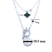 316L Çelik Yeşil Taşlı Para Uçlu Kolye KLY-461 thumbnail 4