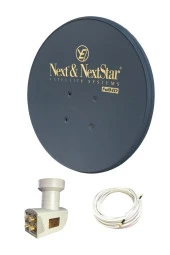 70cm Ofset Çanak Anten Siyah Full Set + Dörtlü Lnb + 25 Metre Kablo - 1