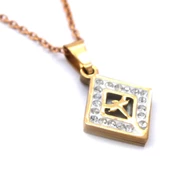 316L Çelik Rose Zirkon Taşlı Baklava Kolye KLY-533 thumbnail 3