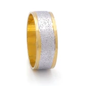 Çelik Alyans Yüzük Altın Kaplama Simli YZK-373 thumbnail 1