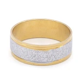 Çelik Alyans Yüzük Altın Kaplama Simli YZK-373 thumbnail 3