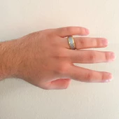 Çelik Alyans Yüzük Altın Kaplama Simli YZK-373 thumbnail 2