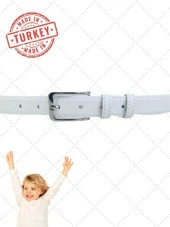 Unisex Beyaz Çocuk Kemeri Metal Tokalı - 2