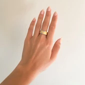 Çelik Alyans Yüzük Altın Kaplama Simli  YZK-378 thumbnail 2