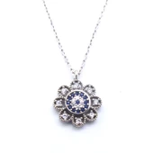 Zirkon Taşlı Çiçek Model Gümüş Kolye GK-310 thumbnail 1