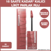 Maybelline New York Super Stay Vinyl Ink Uzun Süre Kalıcı Likit Parlak Ruj 35 Cheeky - 1