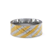 Çelik Alyans Yüzük Altın Kaplama Baklava Model YZK-380 thumbnail 4