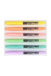 Pastel Fosforlu Kalem Cep Tipi 6 Renk Set - 1