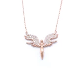 Mikail (Huzur) Meleği Zirkon Taşlı Rose Gümüş Kolye GK-116 thumbnail 1