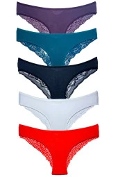 5'li Dantelli Kadın Külot Üçgen Kalıp Kadın Külot thumbnail 1