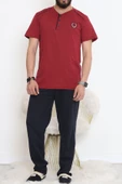 Düğmeli Erkek Pijama Takımı Bordolaci - 17370.1048. - 3