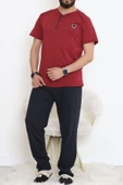 Düğmeli Erkek Pijama Takımı Bordolaci - 17370.1048. - 1