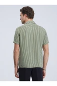Kip Minimalist Çizgili Kısa Kol Erkek Gömlek - Regular Fit - Yazlık - 4