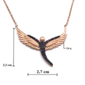 Melek Çift Renk Rose Gümüş Kolye GK-208 thumbnail 4