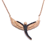 Melek Çift Renk Rose Gümüş Kolye GK-208 thumbnail 1