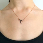 Melek Çift Renk Rose Gümüş Kolye GK-208 thumbnail 2