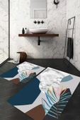 Dijital Baskı Kaymaz Taban Yıkanabilir 2'li Banyo Paspas Takımı RENKLİ - 1