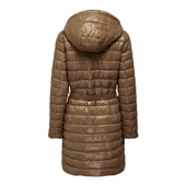 Only Kapüşonlu Kemer Detaylı Midi Şişme Mont Kadın Kışlık - 5