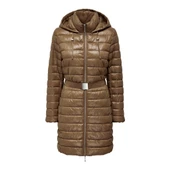 Only Kapüşonlu Kemer Detaylı Midi Şişme Mont Kadın Kışlık - 1