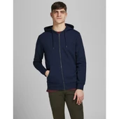 Jack&Jones Oversize Fermuarlı Kapüşonlu Erkek Sweatshirt - Günlük ve Spor - 5