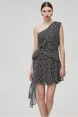 Bsb Tek Omuz Mini Puantiyeli Şifon Elbise - Yazlık, Parti thumbnail 4