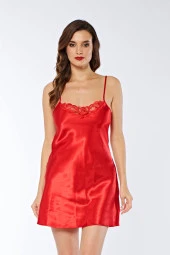 282 Kırmızı Saten Gecelik Kırmızı Renk xl Beden thumbnail 1