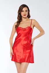 282 Kırmızı Saten Gecelik Kırmızı Renk xl Beden thumbnail 2