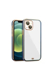 iPhone 13 Arka kapak Kılıf Mavi kenarlı rose - 1