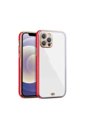 iPhone 12 Pro Max Arka kapak Kılıf Kırmızı kenarlı rose - 1