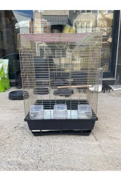 Lüks Papağan ve Muhabbet Kuşu Kafesi Pirinç 32x45x65 - 1