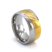Çelik Alyans Yüzük Altın Kaplama Cift Renk Düz Model YZK-392 thumbnail 1
