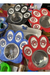 Kedi Ve Köpek Mama Su Kabı Pati Şeklinde Çelik - Metal Paslanmaz Mama Ve Su Kabı - 1