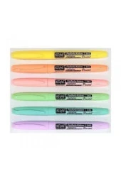 Pastel Fosforlu Kalem Cep Tipi 6 Renk Set - 1