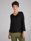 Faik Sönmez Minimalist V Yaka 3/4 Kol Kadın T-Shirt - Günlük Şıklık - 3