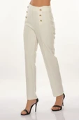 Perspective Minimalist Yüksek Bel Düğmeli Kadın Pantolon - Regular Fit - 2