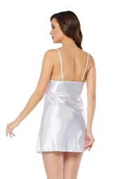 Beyaz Saten Gecelik Beyaz Renk Xl Beden thumbnail 3