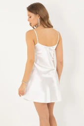 Ince Askılı Güpürlü Mini Saten Gecelik thumbnail 2