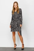 Ekol V Yaka Uzun Kol Midi Desenli Elbise - Günlük & Ofis Şıklığı - 3