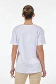 Seçil Kadın Oversize V Yaka Kısa Kol Minimalist T-Shirt - Günlük Kullanım - 9