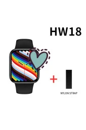 Hw18 Smartwatch Siyah Silikon Ve Hasır Kordonlu Akıllı Saat - 3