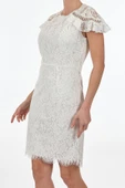 Ekol Dantelli Midi Elbise - Kısa Kol, Yuvarlak Yaka, Minimalist thumbnail 5
