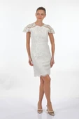Ekol Dantelli Midi Elbise - Kısa Kol, Yuvarlak Yaka, Minimalist thumbnail 2