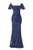 Explosion Tek Omuz Maxi Pırıltılı Gece Elbisesi - Özel Günler İçin thumbnail 10