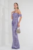 Explosion Tek Omuz Maxi Pırıltılı Gece Elbisesi - Özel Günler İçin thumbnail 7