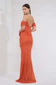 Explosion Tek Omuz Maxi Pırıltılı Gece Elbisesi - Özel Günler İçin thumbnail 4