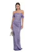Explosion Tek Omuz Maxi Pırıltılı Gece Elbisesi - Özel Günler İçin thumbnail 5