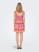 Only V Yaka Fırfırlı Mini Elbise - Yazlık, Bohemian Tarz - 2