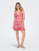 Only V Yaka Fırfırlı Mini Elbise - Yazlık, Bohemian Tarz - 1