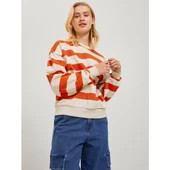 Jack&Jones JJXX Oversize Çizgili Uzun Kol Kadın Sweatshirt - Günlük Şıklık - 4